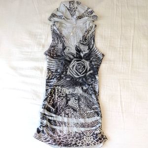 Umgee Sleeveless Pullover Hoodie Bling Lightweight Women's XS